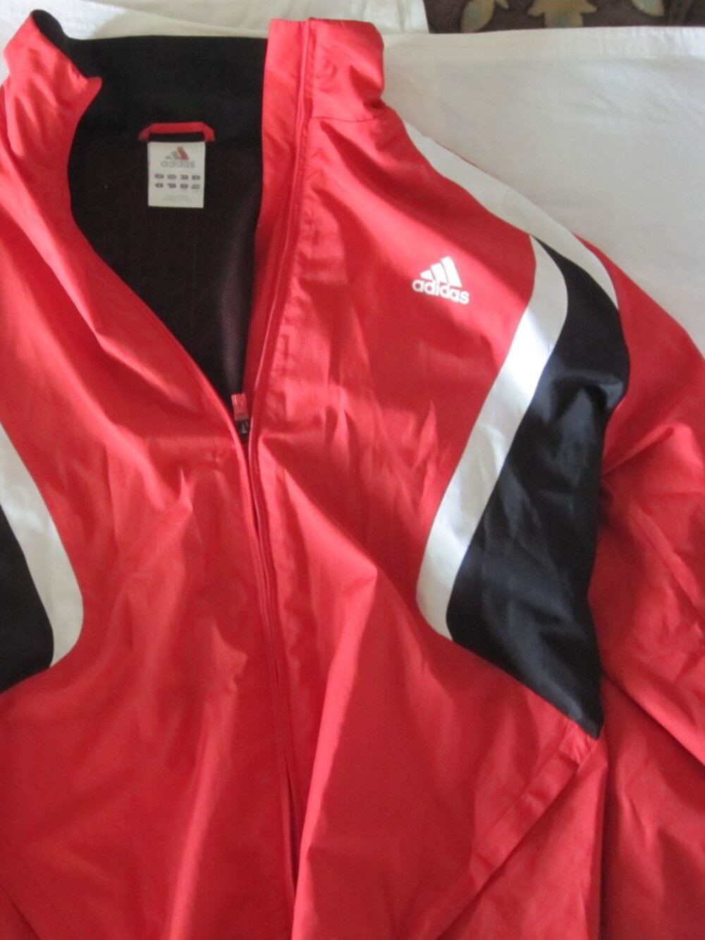 Adidas Men's Red / Black Windbreaker Track Suit Jacket - size: Large